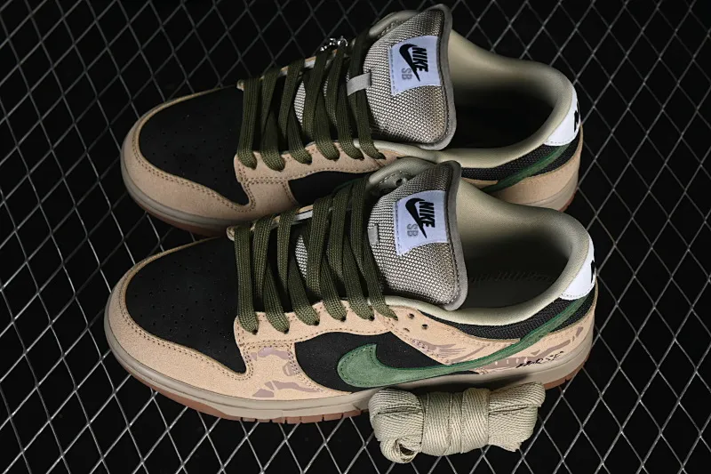 All Categories Nk SB Dunk Series Nk SB Dunk Low Low-top sneakers Nike SB Dunk Low Khaki black and green hook Low-top casual sneakers HJ0367-200